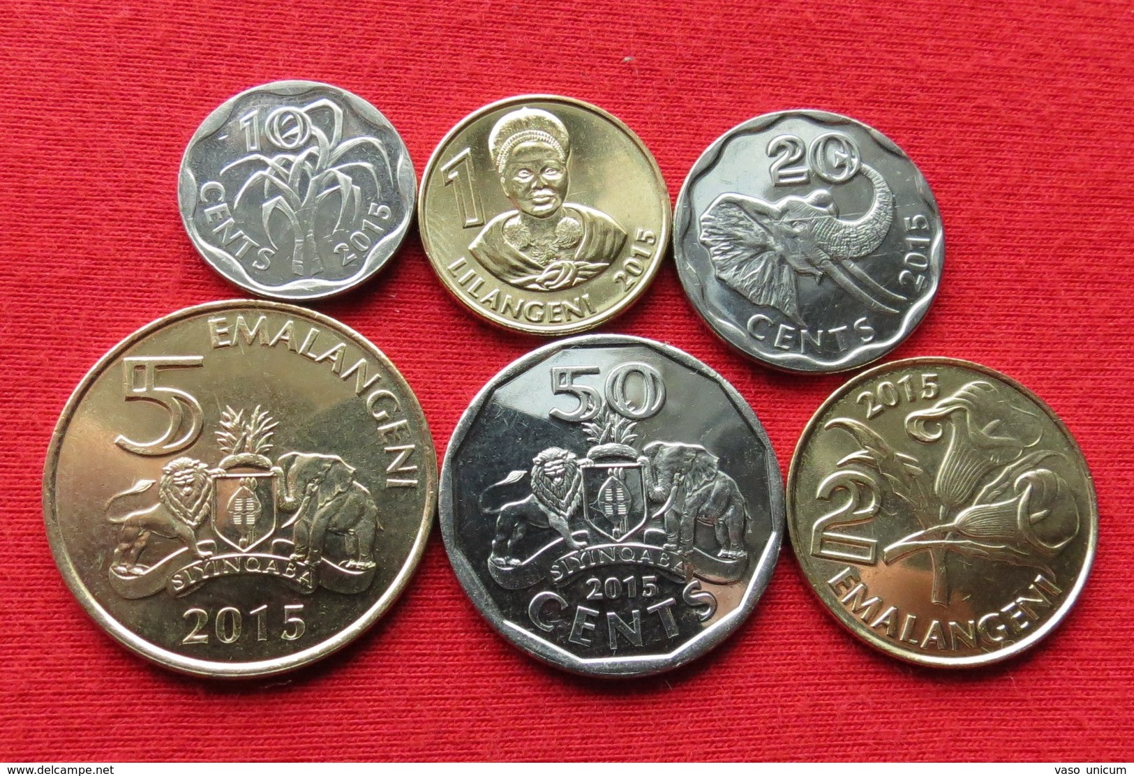 Swaziland Set 10 20 50 Cents 1 2 5 L 2015    Unc - Swaziland