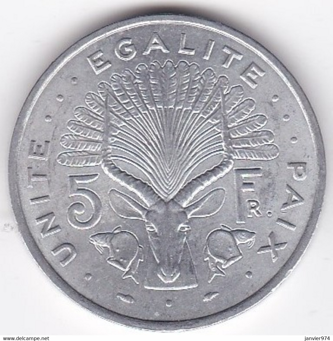 République De Djibouti 5 Francs 1977, En Aluminium , KM# 22 - Djibouti