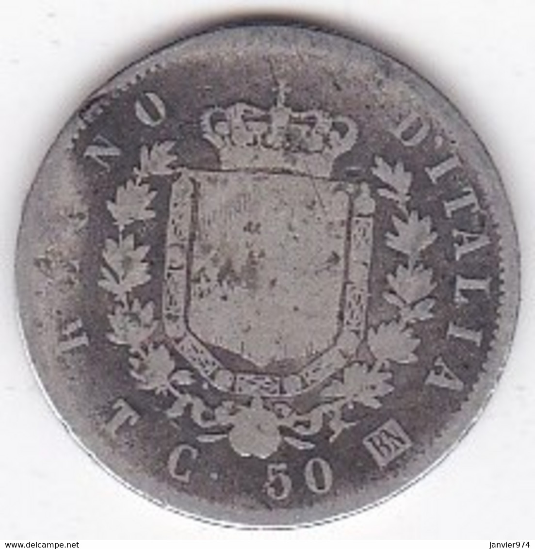 Italie. 50 Centesimi Stemma 1863 T Torino. Vittorio Emanuele II, En Argent - 1861-1878 : Victor Emmanuel II.