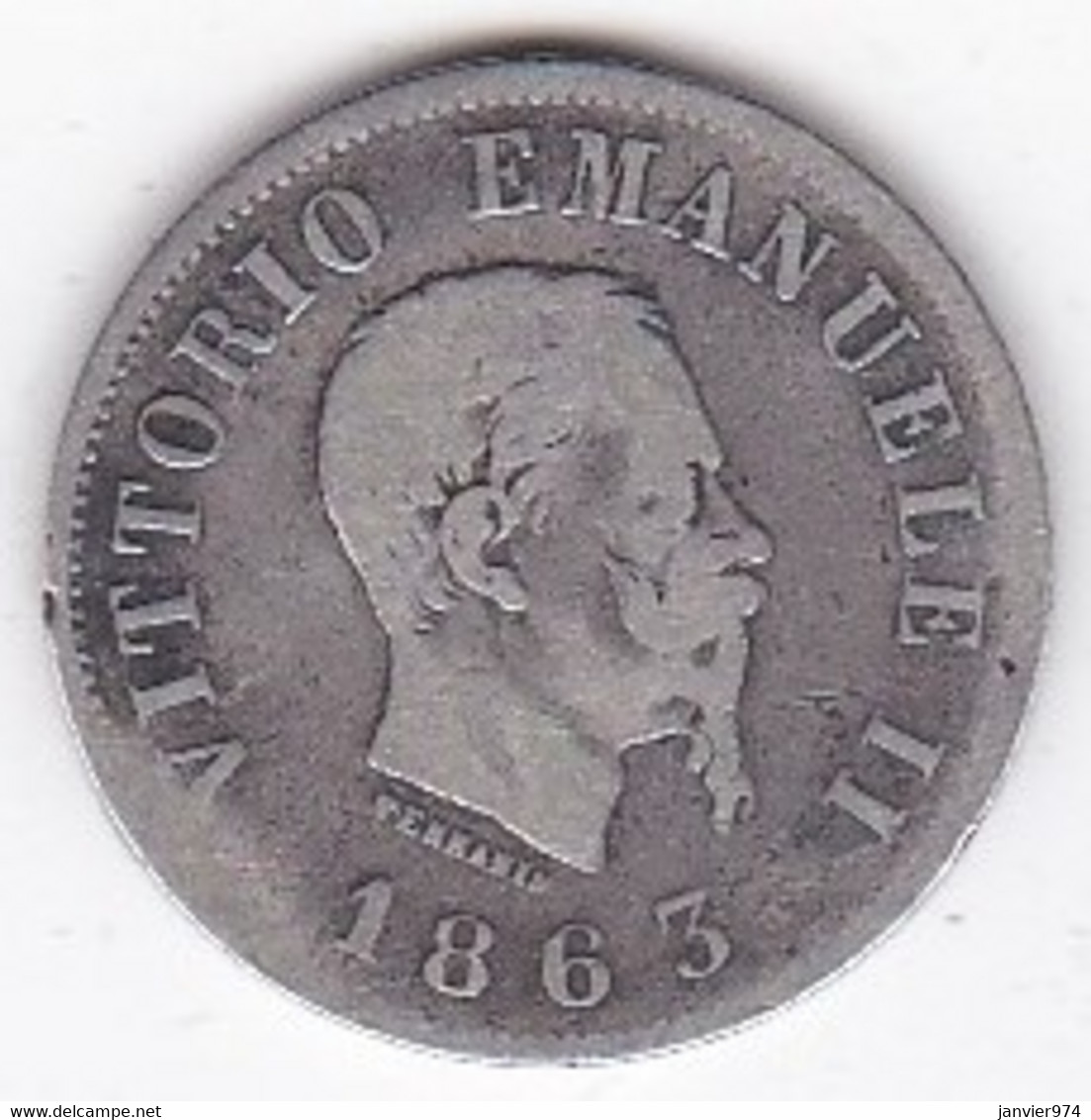 Italie. 50 Centesimi Stemma 1863 T Torino. Vittorio Emanuele II, En Argent - 1861-1878 : Victor Emmanuel II