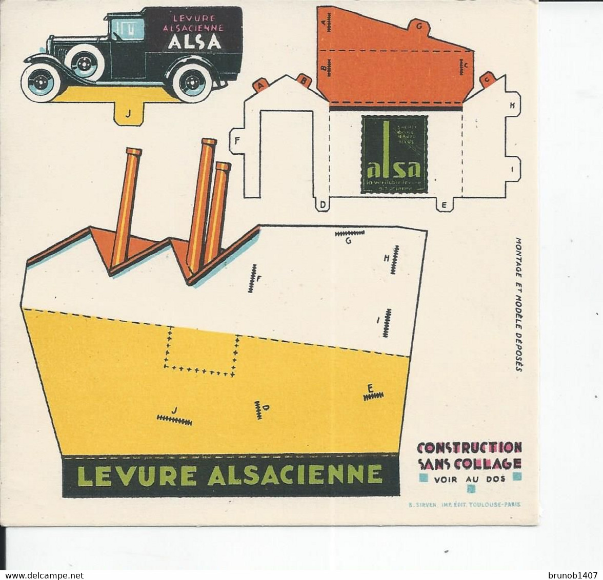 ALSA   Levure Alsacienne Petite Carte De 11,5 Cm Sur 11,5cm - Advertising