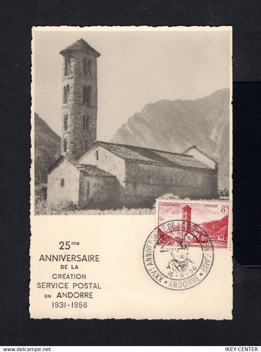 8029-FRENCH ANDORRE-OLD POSTCARD ANDORRE To NARBONNE (france).1956.Andorra.Tarjeta Postal.carte Postale - Lettres & Documents