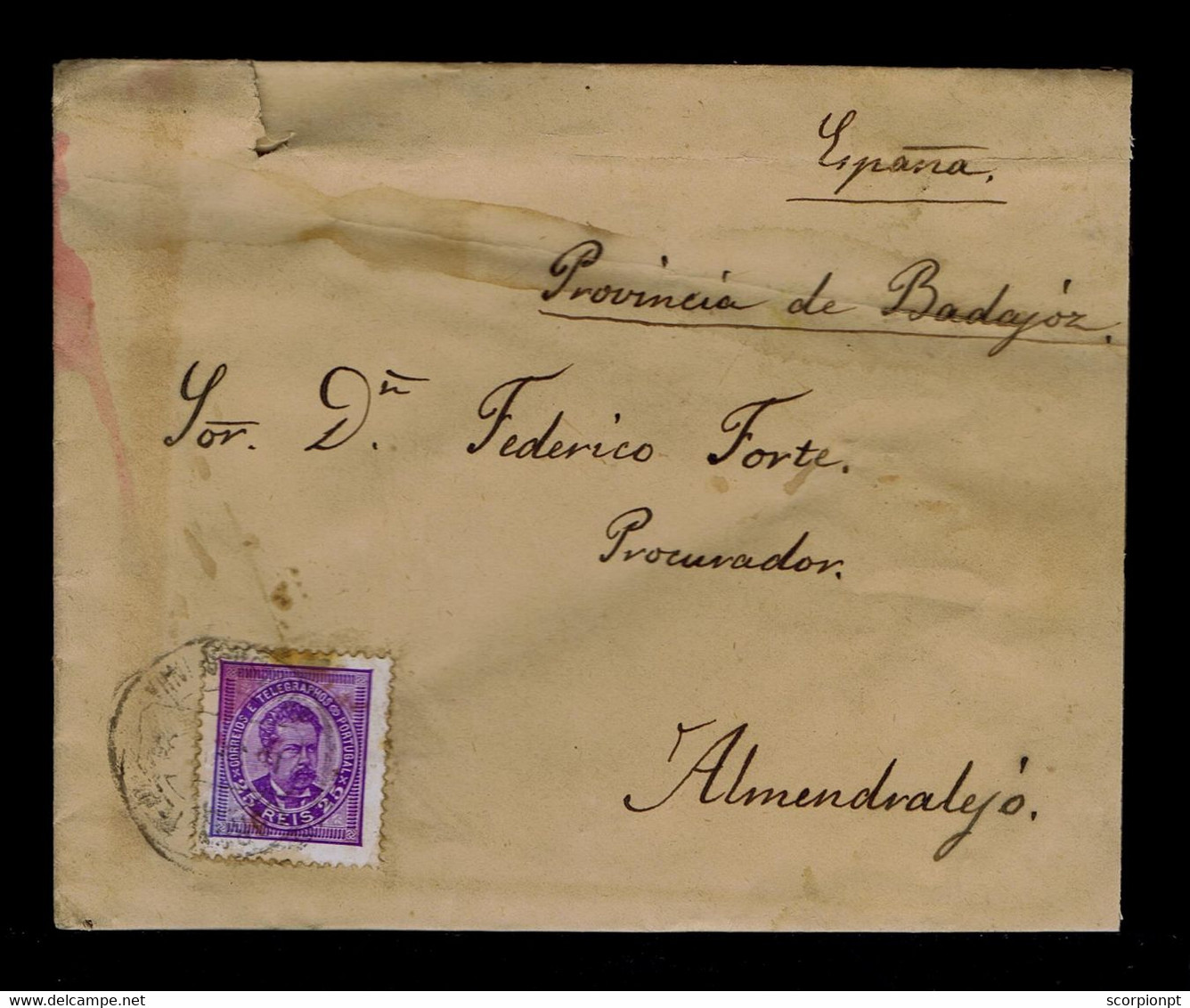 Sp8721 PORTUGAL 1884 D.Carlos 25r. Mailed Caldas Da Rainha - Almendralejo (Spain) - Altri & Non Classificati