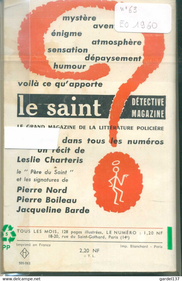 Leslie Charteris Merci, Le Saint 1960 EO - Arthème Fayard - Le Saint