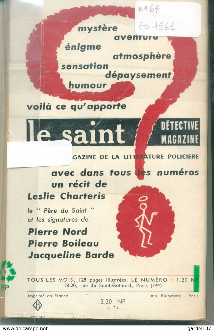 Leslie Charteris Pas De Vacances Pour Le Saint 1961 EO - Arthème Fayard - Le Saint