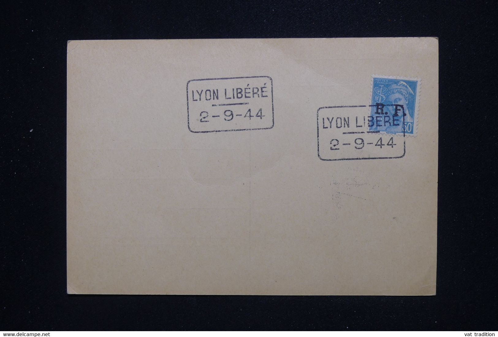 FRANCE - Cachet "Lyon Libéré " Sur Mercure Avec Surcharge RF De Libération Sur Carte Postale En 1944 - L 119790 - Liberation