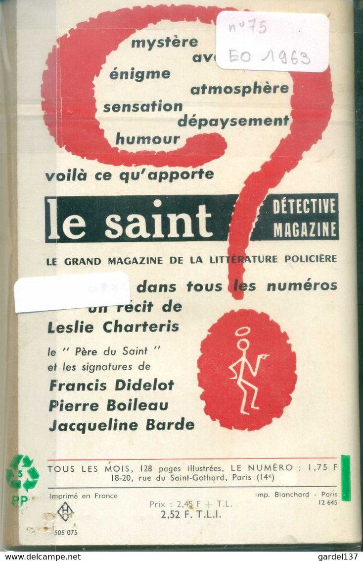 Leslie Charteris Le Saint Retrouve Greta 1963 EO - Arthème Fayard - Le Saint