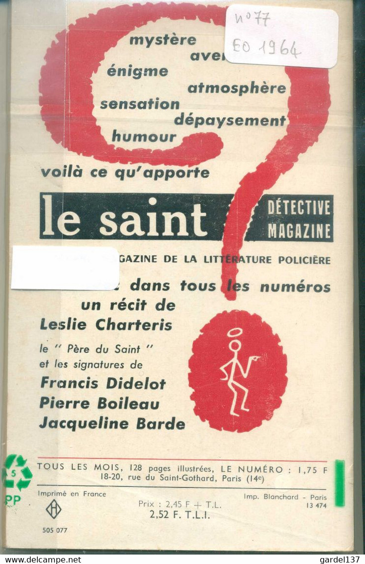 Leslie Charteris Faites Confiance Au Saint !  1964 EO - Arthème Fayard - Le Saint