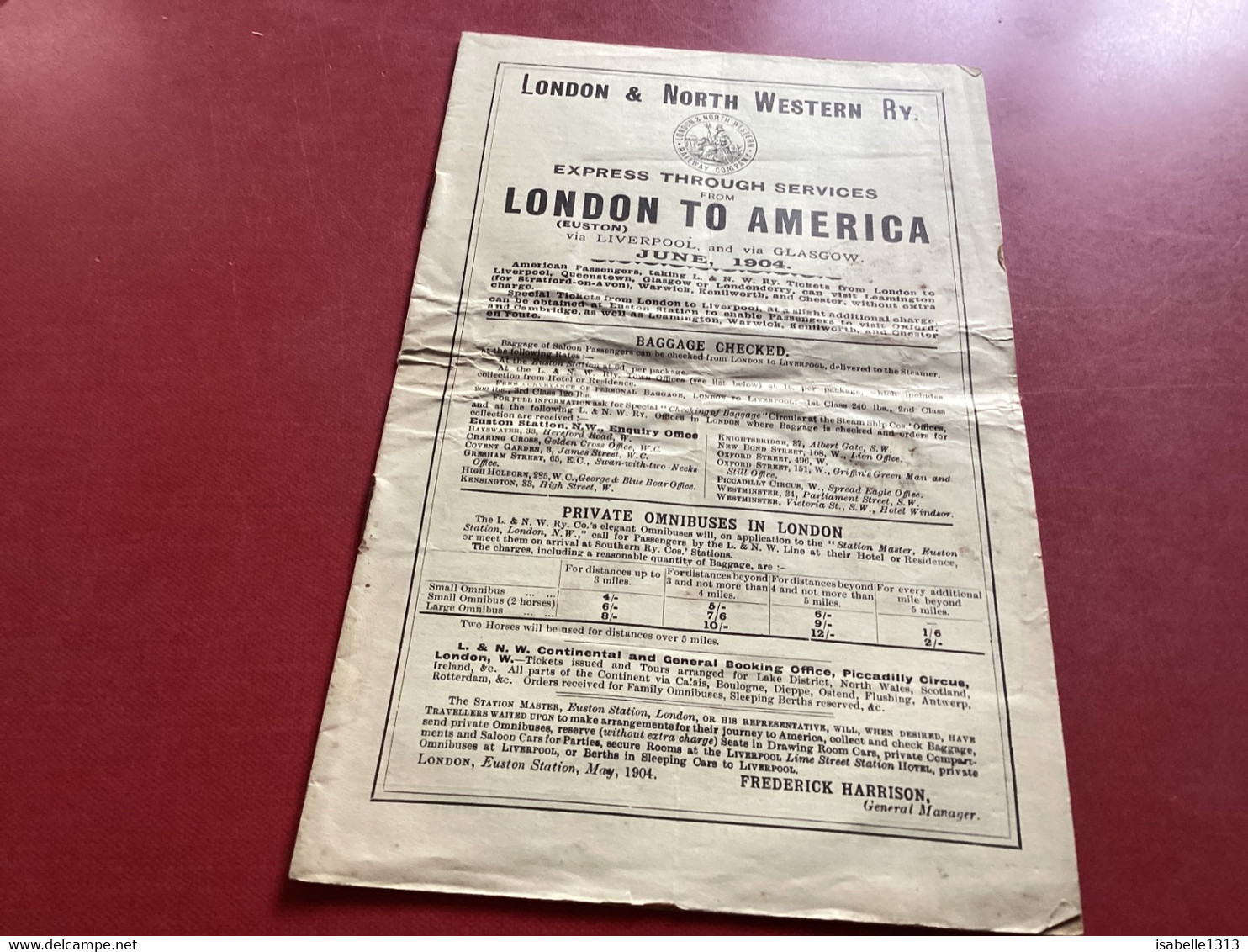 London & North Western RY Express Through. Service London To America Station Liverpool Plan Liverpool Station - Royaume-Uni