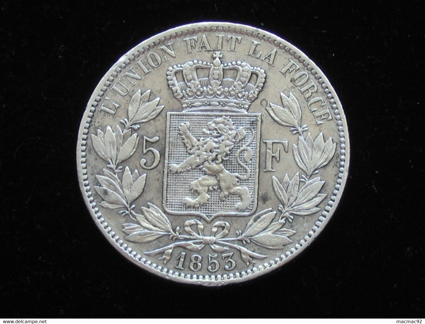 BELGIQUE  - 5 Francs 1853 - Leopold Premier - Roi Des Belges. - L'union Fait La Force **** EN ACHAT IMMEDIAT **** - 5 Francs