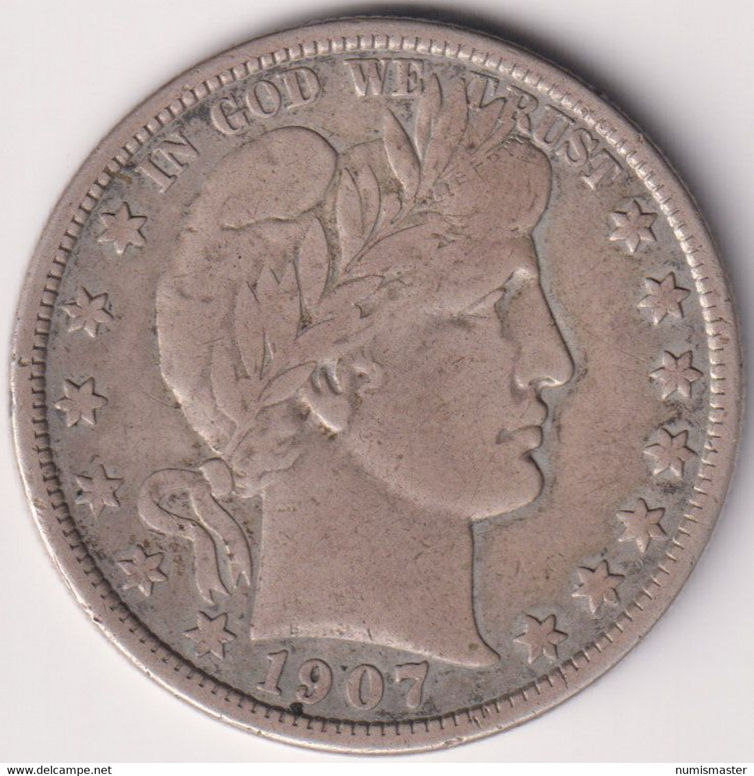 1907 D , BARBER HALF DOLLAR - 1892-1915: Barber