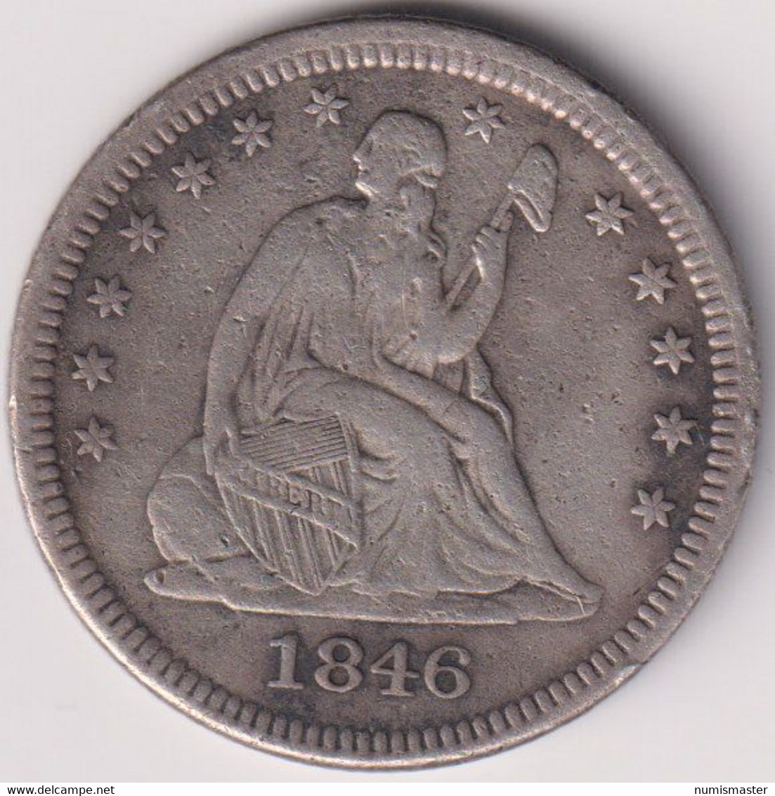 1846, SEATED LIBERTY QUARTER - 1838-1891: Seated Liberty (Libertà Seduta)