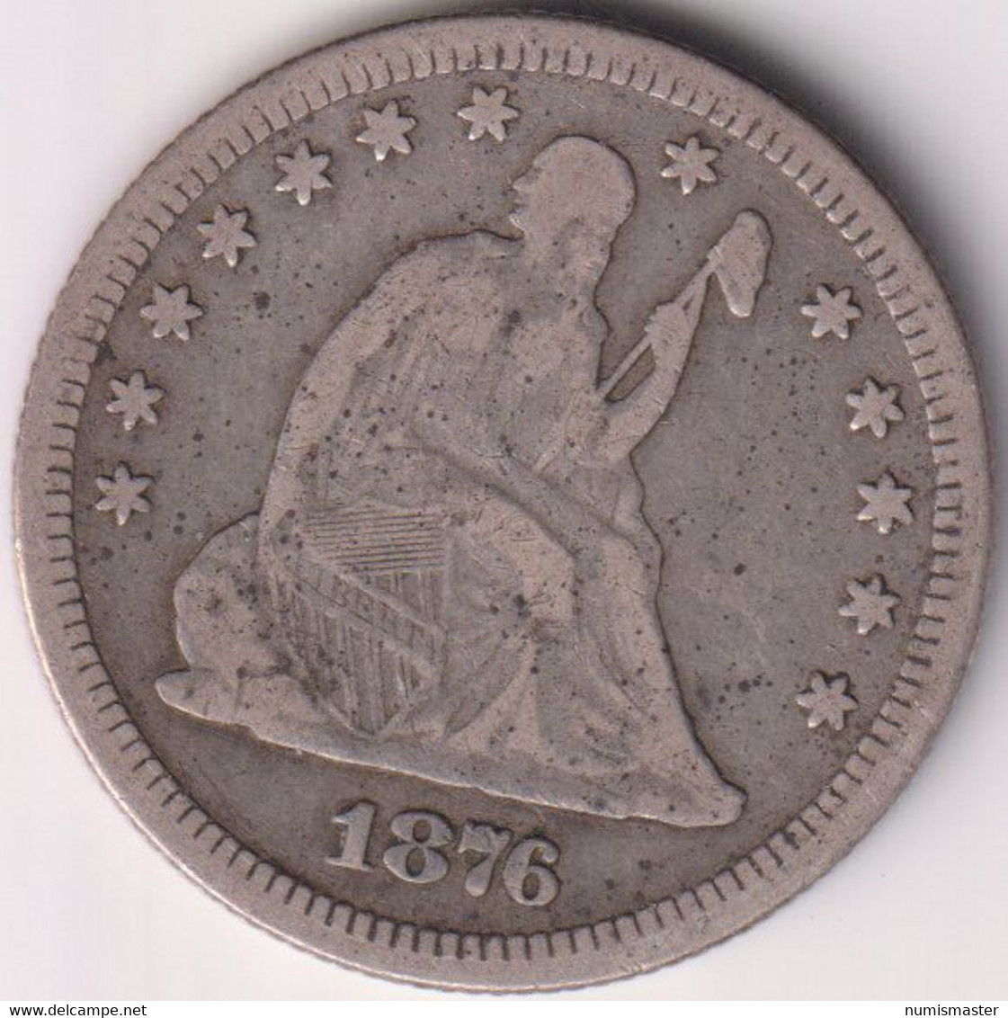 1876 S, SEATED LIBERTY QUARTER - 1838-1891: Seated Liberty