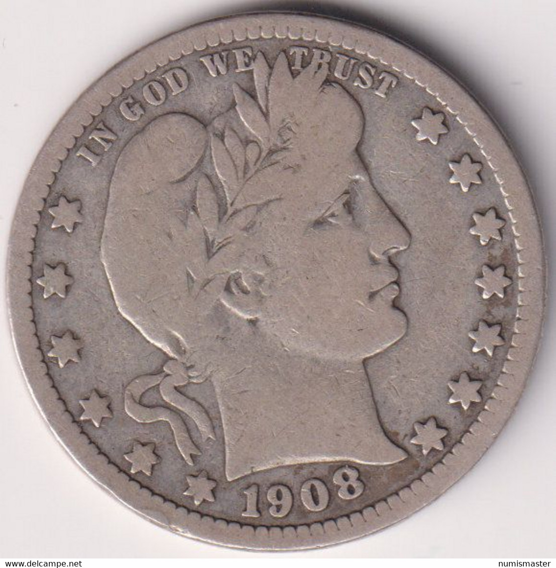 1908 O , BARBER QUARTER - 1892-1916: Barber