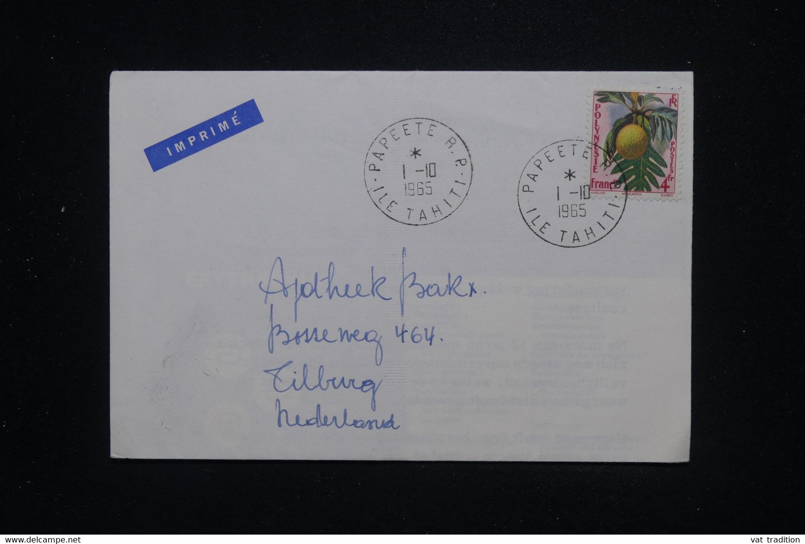 POLYNÉSIE - Enveloppe De Papeete Pour Les Pays Bas En 1965 - L 119837 - Storia Postale