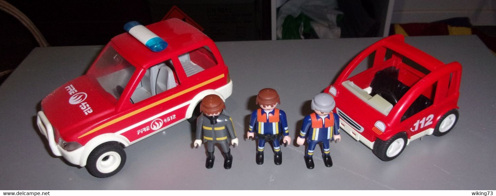 Playmobil - Lot voitures et personnages Pompiers Playmobil - Vintage - 4x4  - jouets