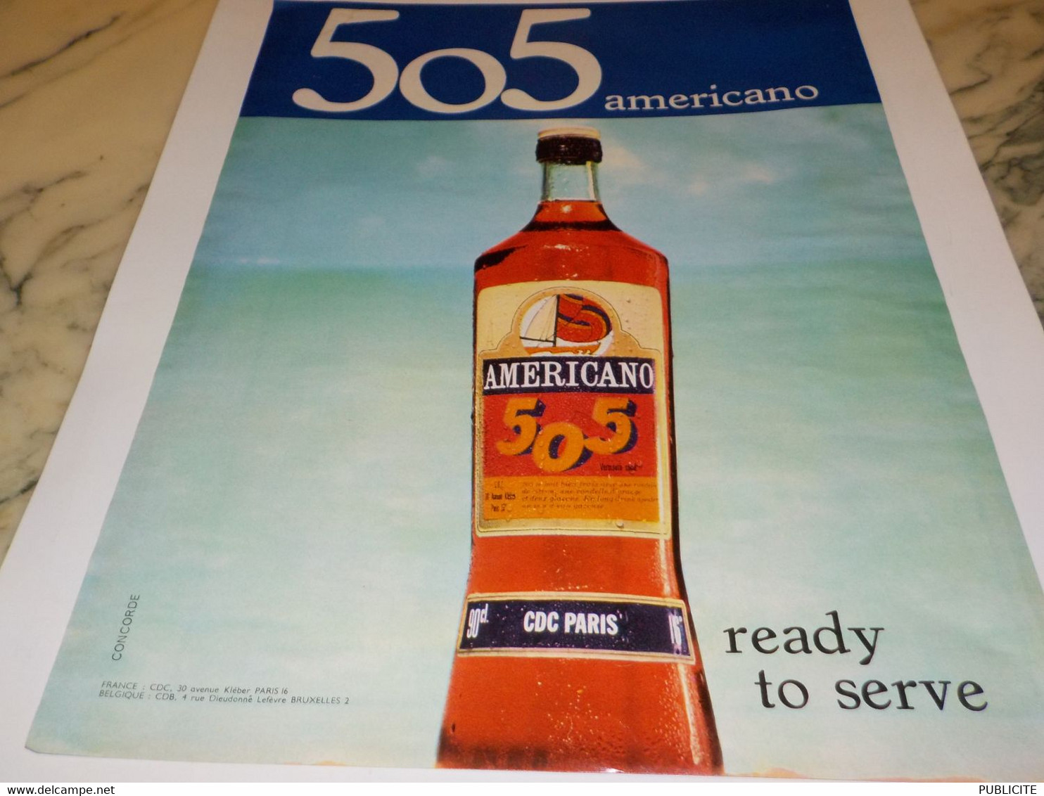 ANCIENNE PUBLICITE 505 AMERICANO 1970 - Alcools