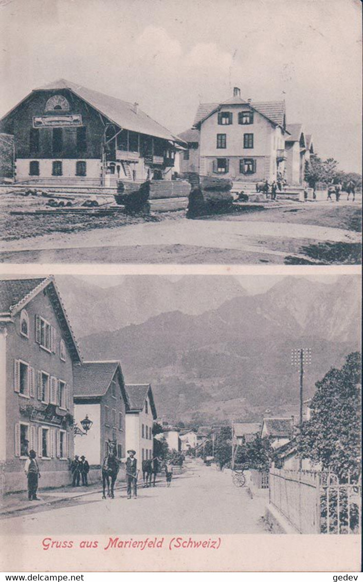 Gruss Aus Maienfeld GR, Rues Et Gasthaus Falknils (7.11.1910) - Maienfeld