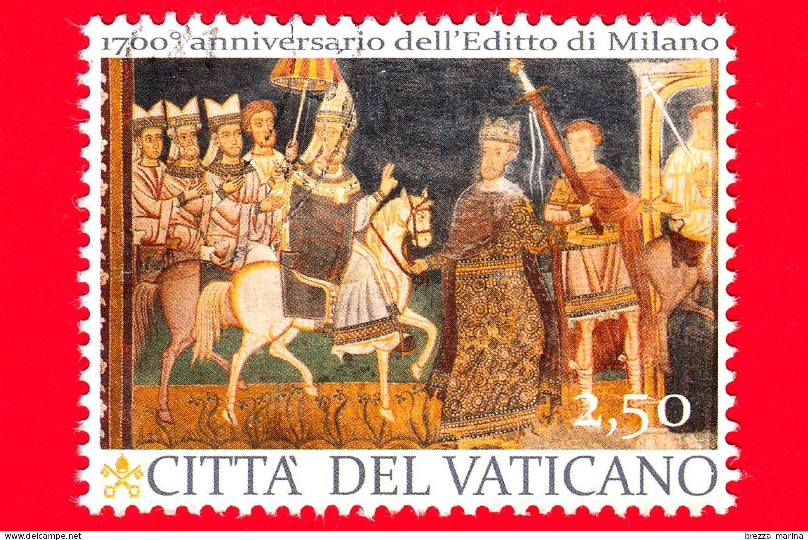 VATICANO - Usato - 2013 - 1700° Dell'Editto Di Milano (congiunta Con L'Italia) - Costantino I E Papa Silvestro - 2.50 - Used Stamps