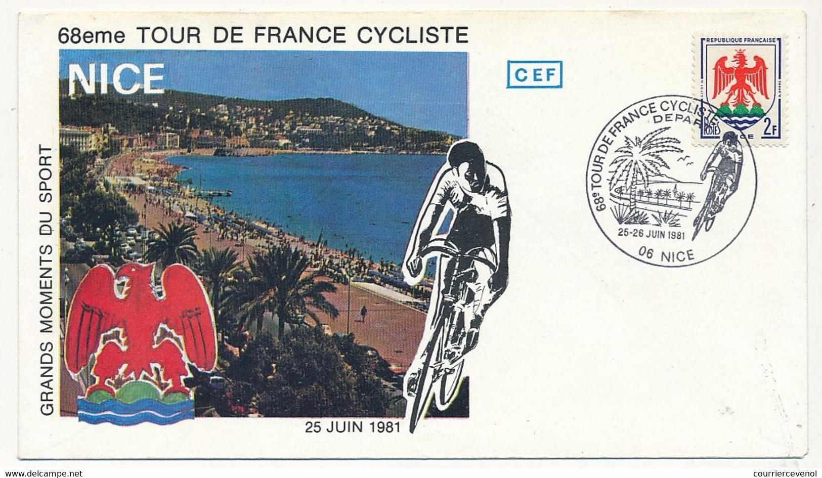 FRANCE - Env. Affr 2f Blason De Nice - Obl "68eme Tour De France Cycliste - Départ - 06 Nice - 25/26 Juin 1981" - Ciclismo