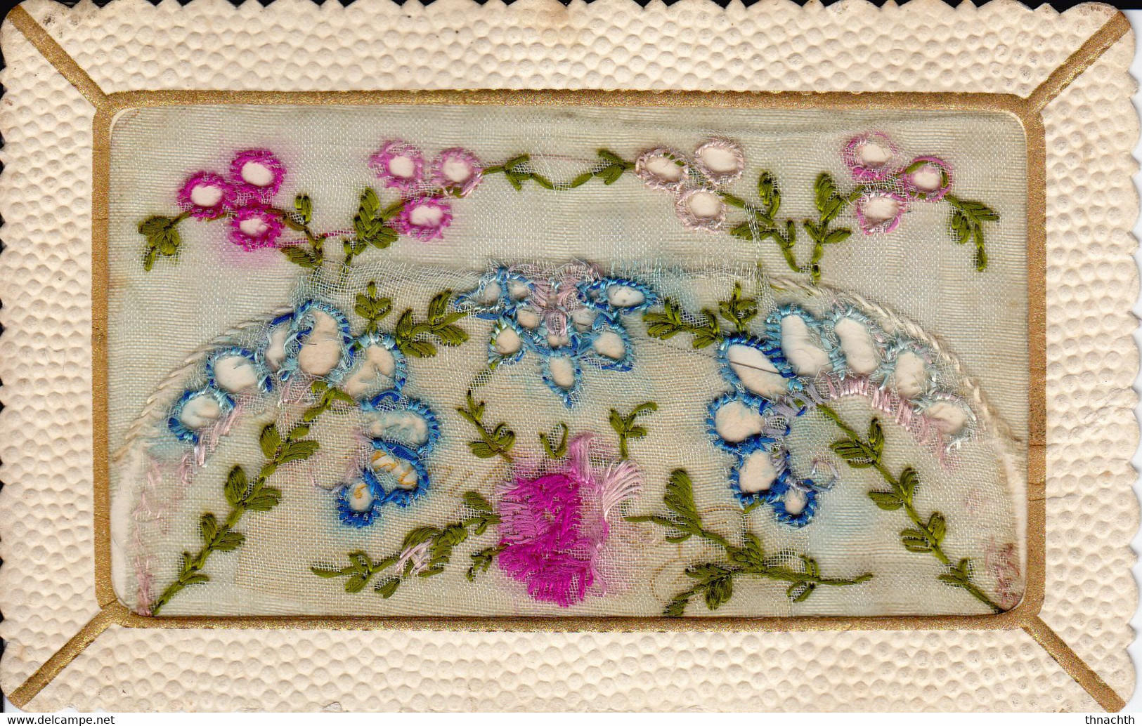 Carte Brodée Fleurs - Embroidered