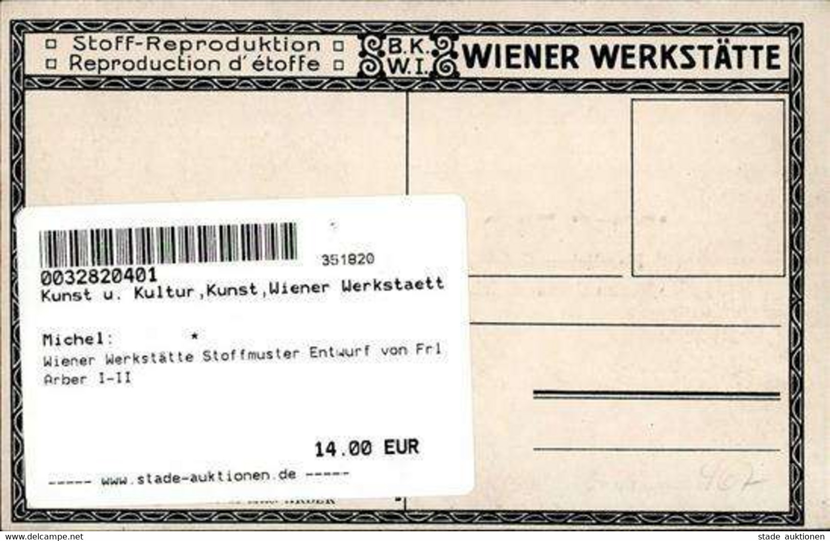 Wiener Werkstätte Stoffmuster Entwurf Von Frl. Arber I-II - Wiener Werkstaetten