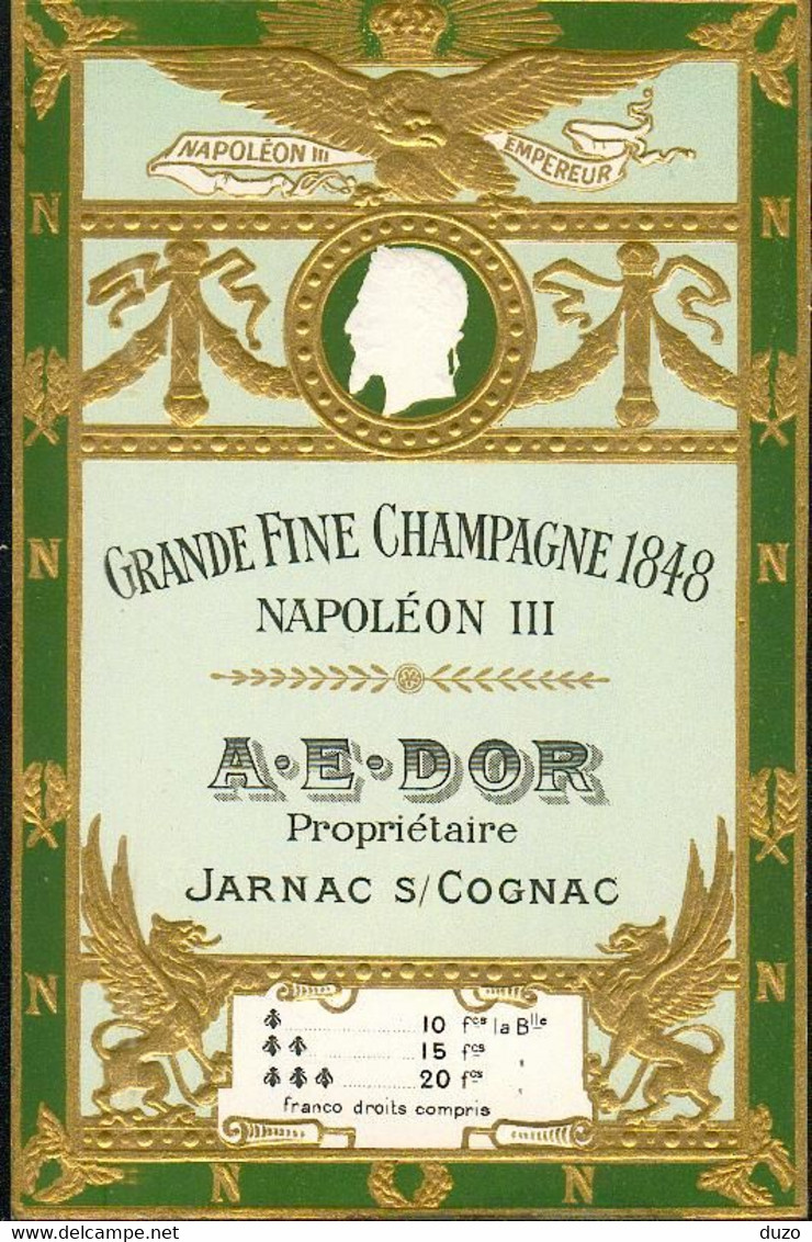 France - Epoque 1910 Napoléon - Carte  Gaufrée Et Doré à L'or Fin - Voir Descriptif  -  Etat Luxe. - Alcools