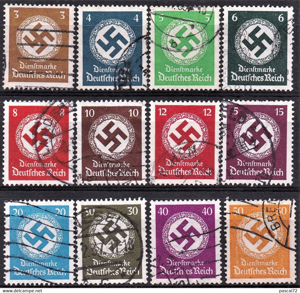 DEUTSCHES REICH 1934 Dienstmarken MiNr 132-143 Komplett 12 W. Gestempelt Obl. Used - Service