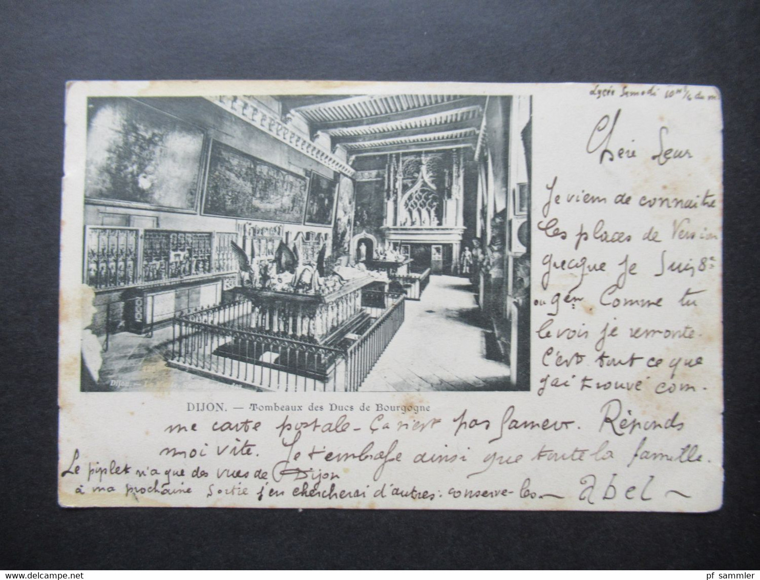 Frankreich 1899 AK Dijon Tombeaux Des Ducs De Bourgogne / Grabstätte Frankiert Mit Sage - Musées