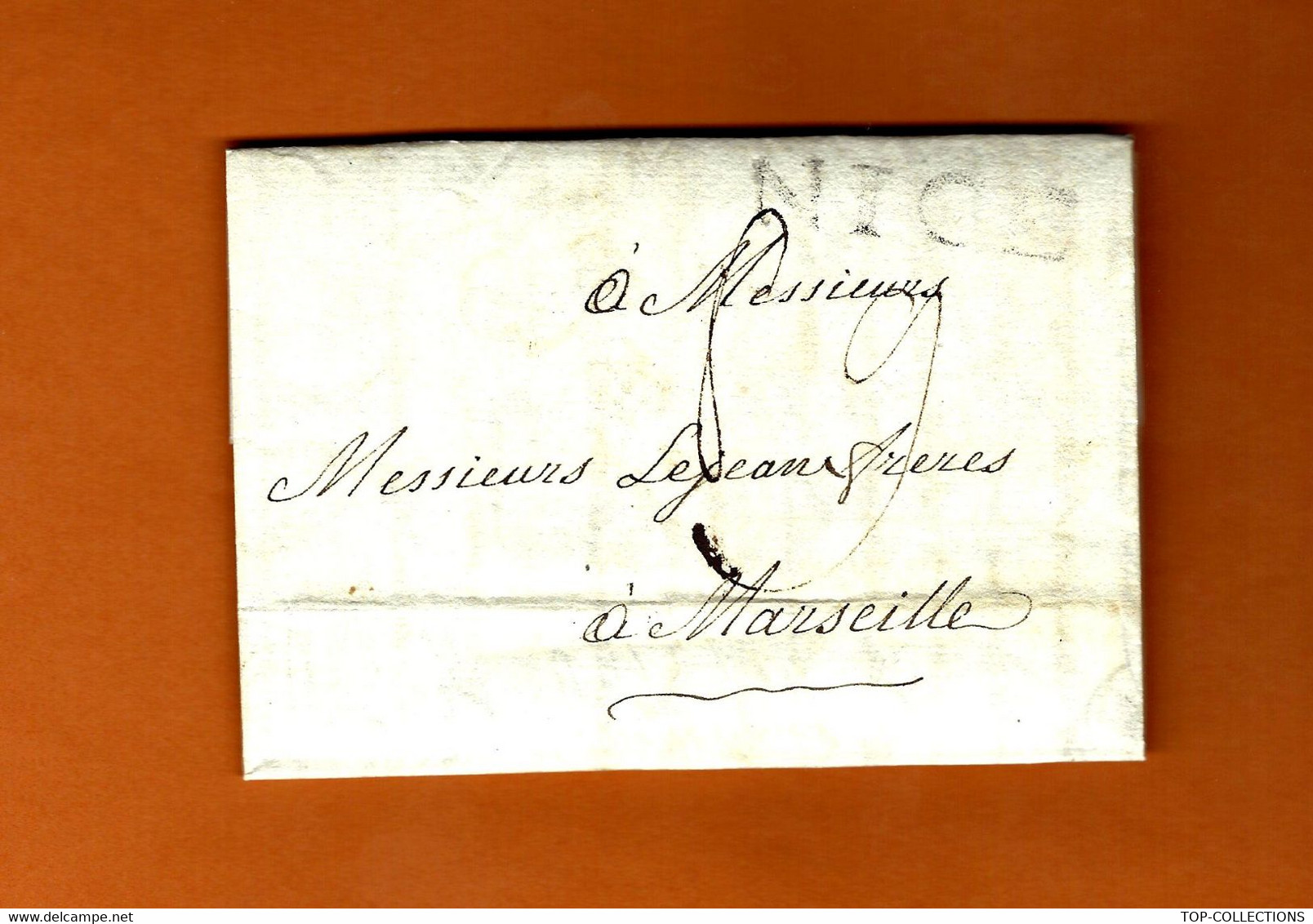 1784 LAC  J.B.Guide Négociant MARQUE POSTALE "NICE"  38 Mm X 8mm  Pour Lejeans Fr. Négociants Banquiers Marseille - 1701-1800: Précurseurs XVIII