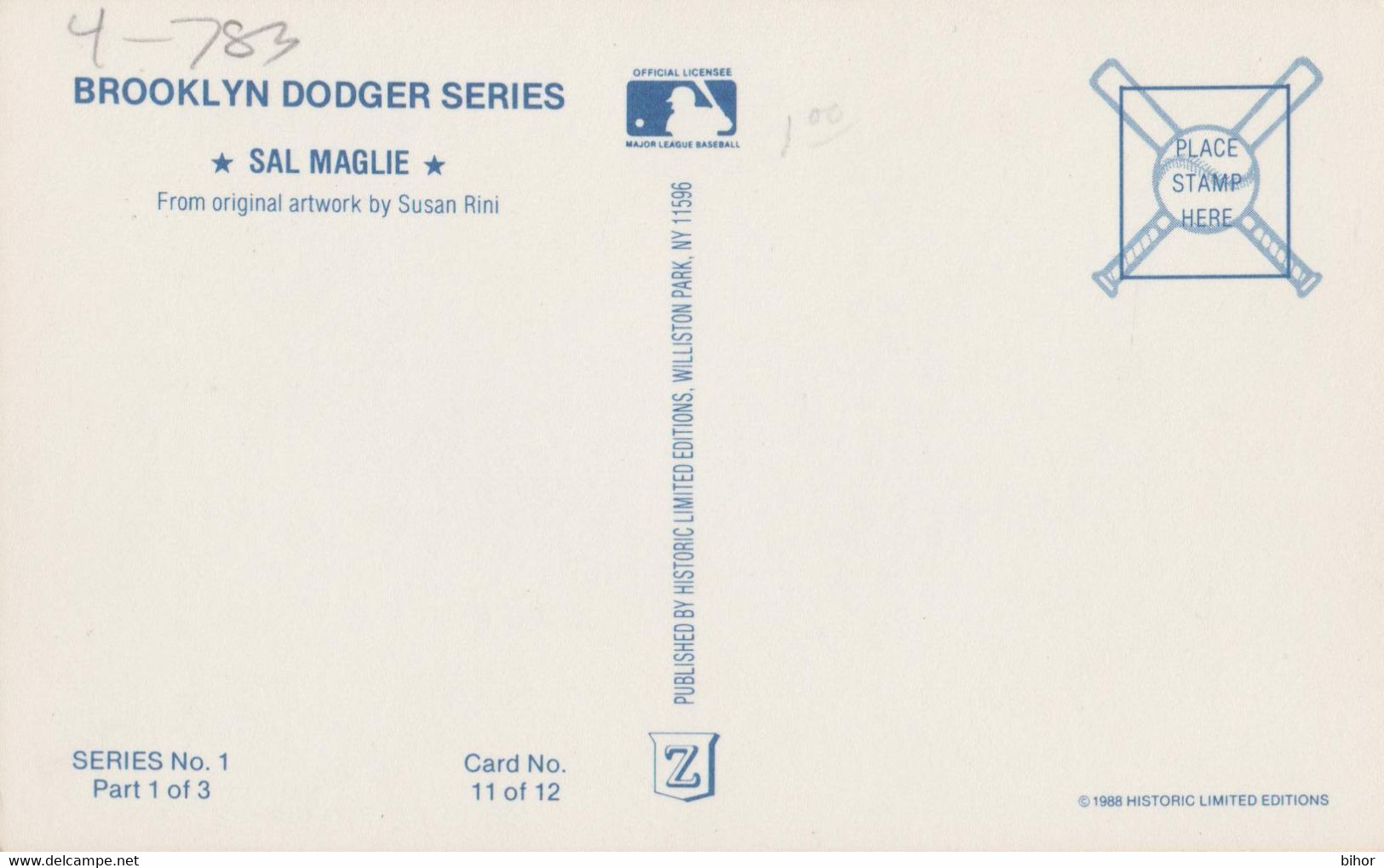 Sal Maglie / Baseball - Brooklyn Dodgers / Illustrateur Susan Rini - Baseball