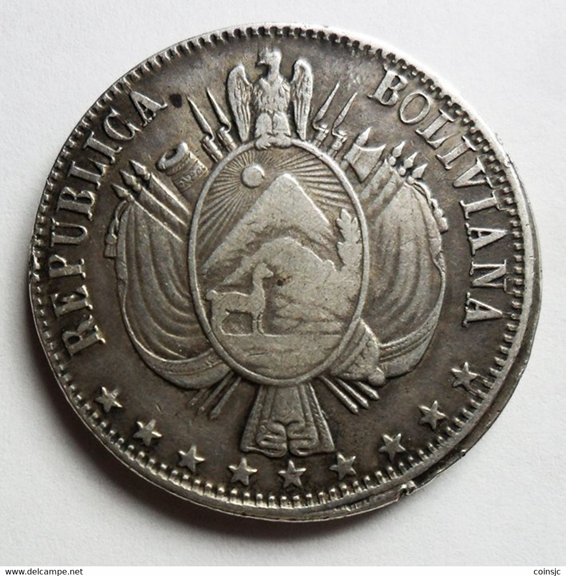 BOLIVIA  -  1 Boliviano  - 1864 - Bolivie