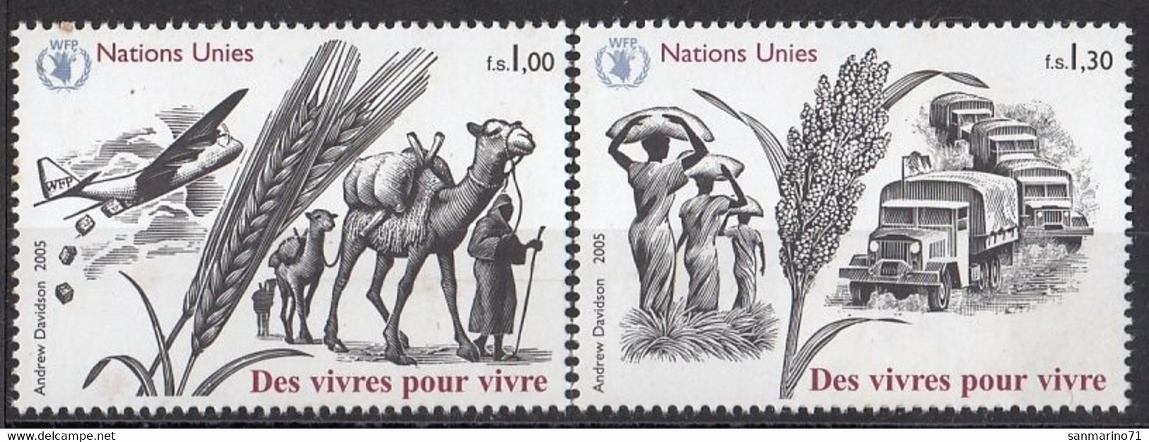 UNITED NATION Geneva 528-529,unused - Contre La Faim