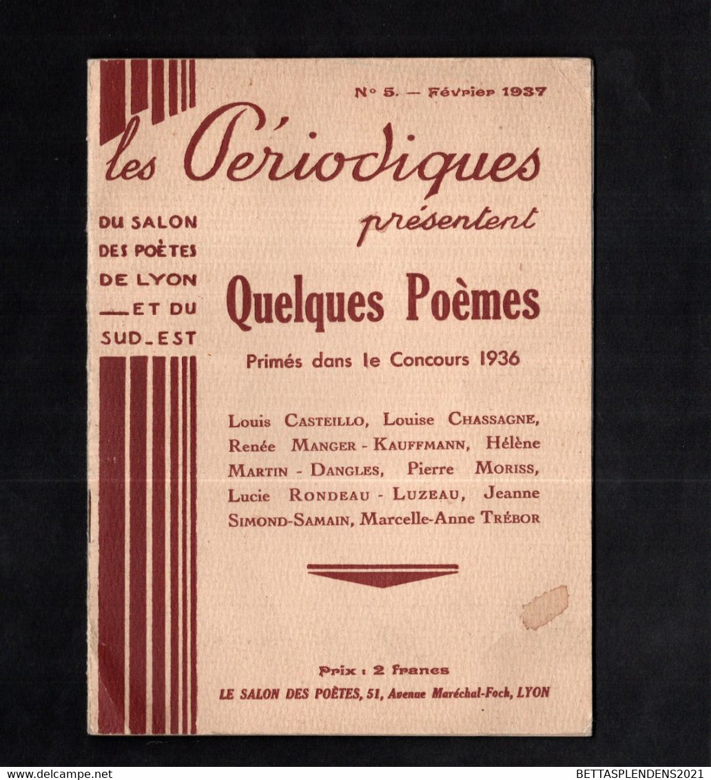 LYON - Le Salon Des Poètes De LYON Et Du SUD EST - 1937 - Les Périodiques Présentent QUELQUES POEMES - Auteurs Français