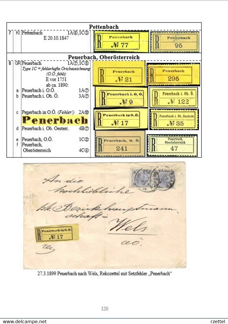 Reko-Zettel Und Einschreibe-Belege Von Oberösterreich 1886 - 1938 - Philately And Postal History