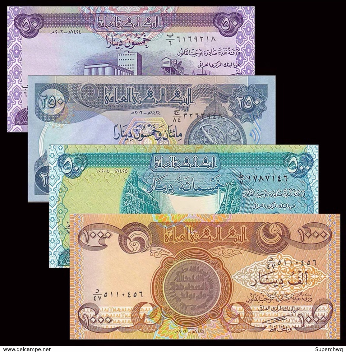 Iraq Banknote 4 Pieces (50, 250, 500, 1000 Dinars) UNC - Iraq