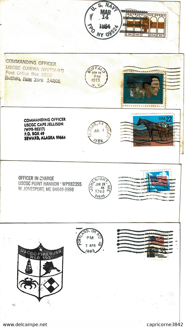 5 Enveloppes Cachets De La Marine Américaine - US NAVY SHIP POSTMARKS - Postal History