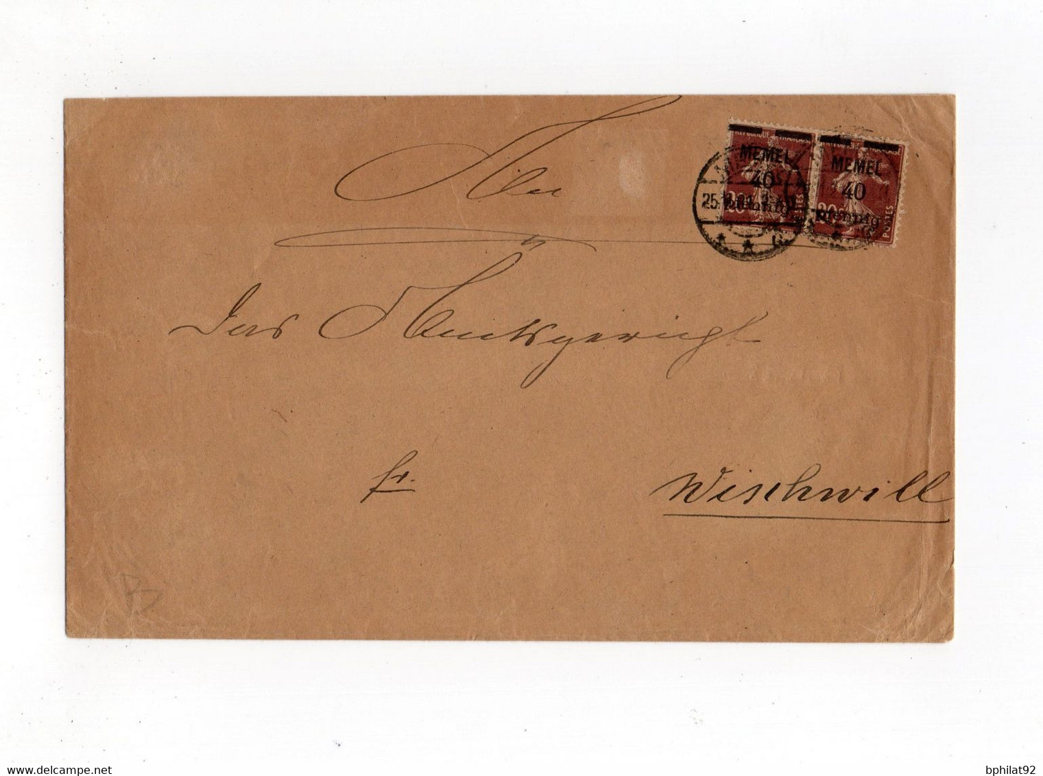 !!! MEMEL, LETTRE DE 1921 POUR WISCHWILL - Lettres & Documents