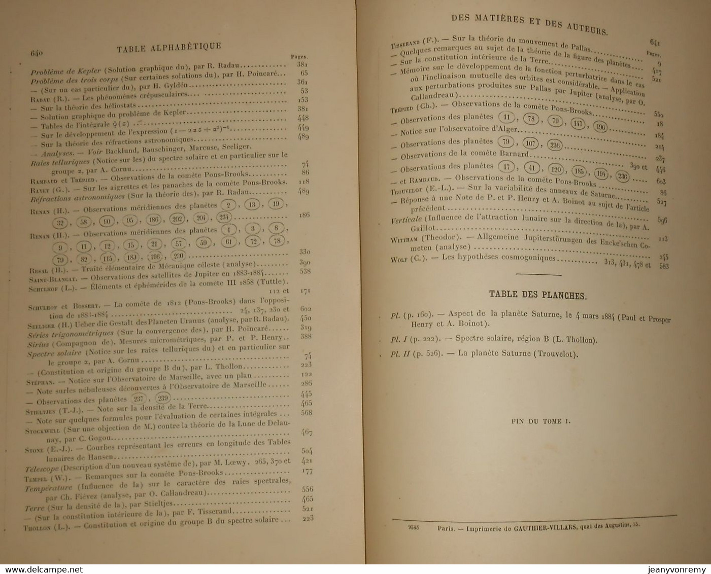 Bulletin Astronomique. Félix Tisserand. Tome I.1884.