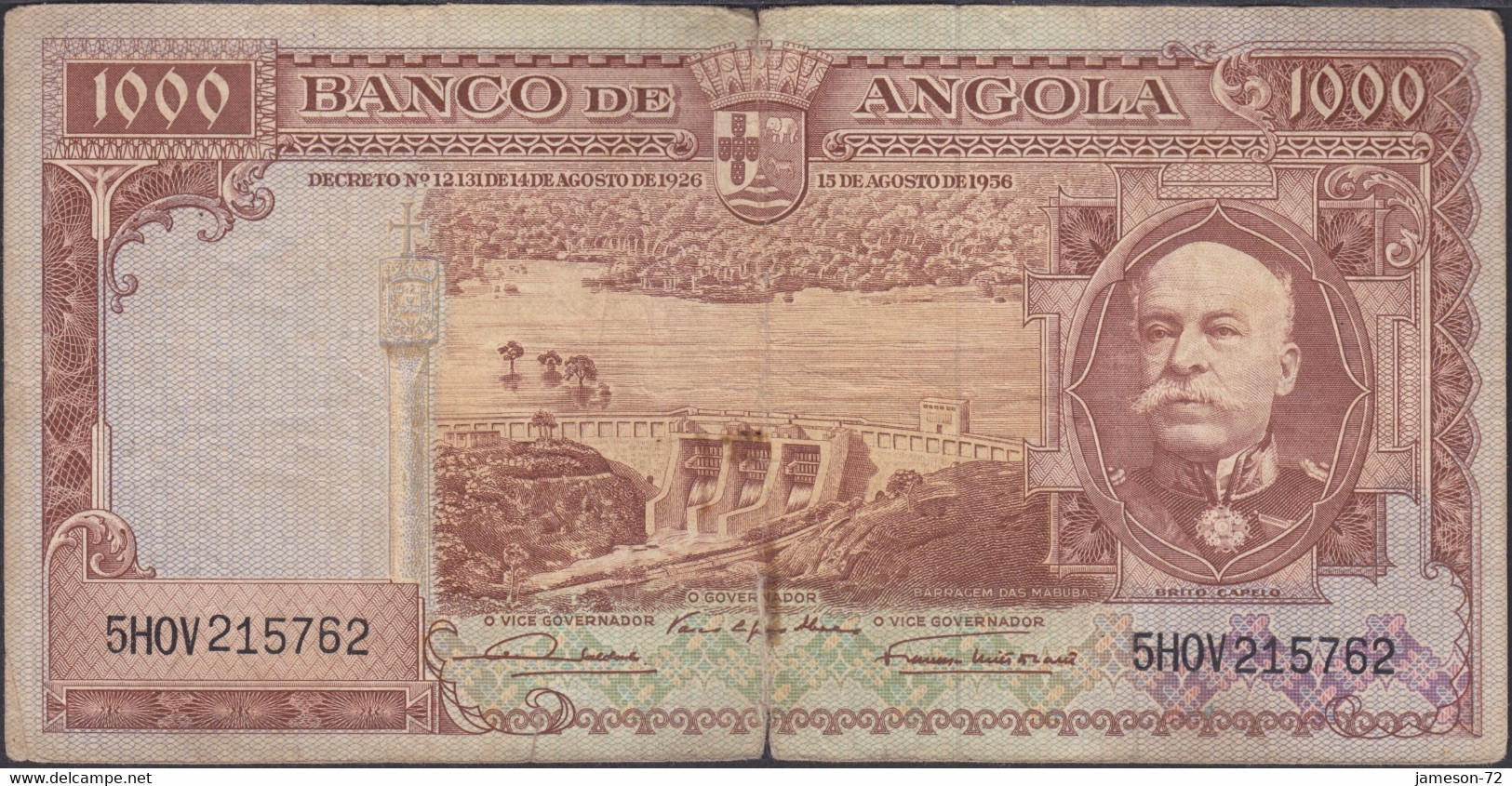 ANGOLA - 1000 Escudos 1956 P# 91 Africa Banknote - Edelweiss Coins - Angola