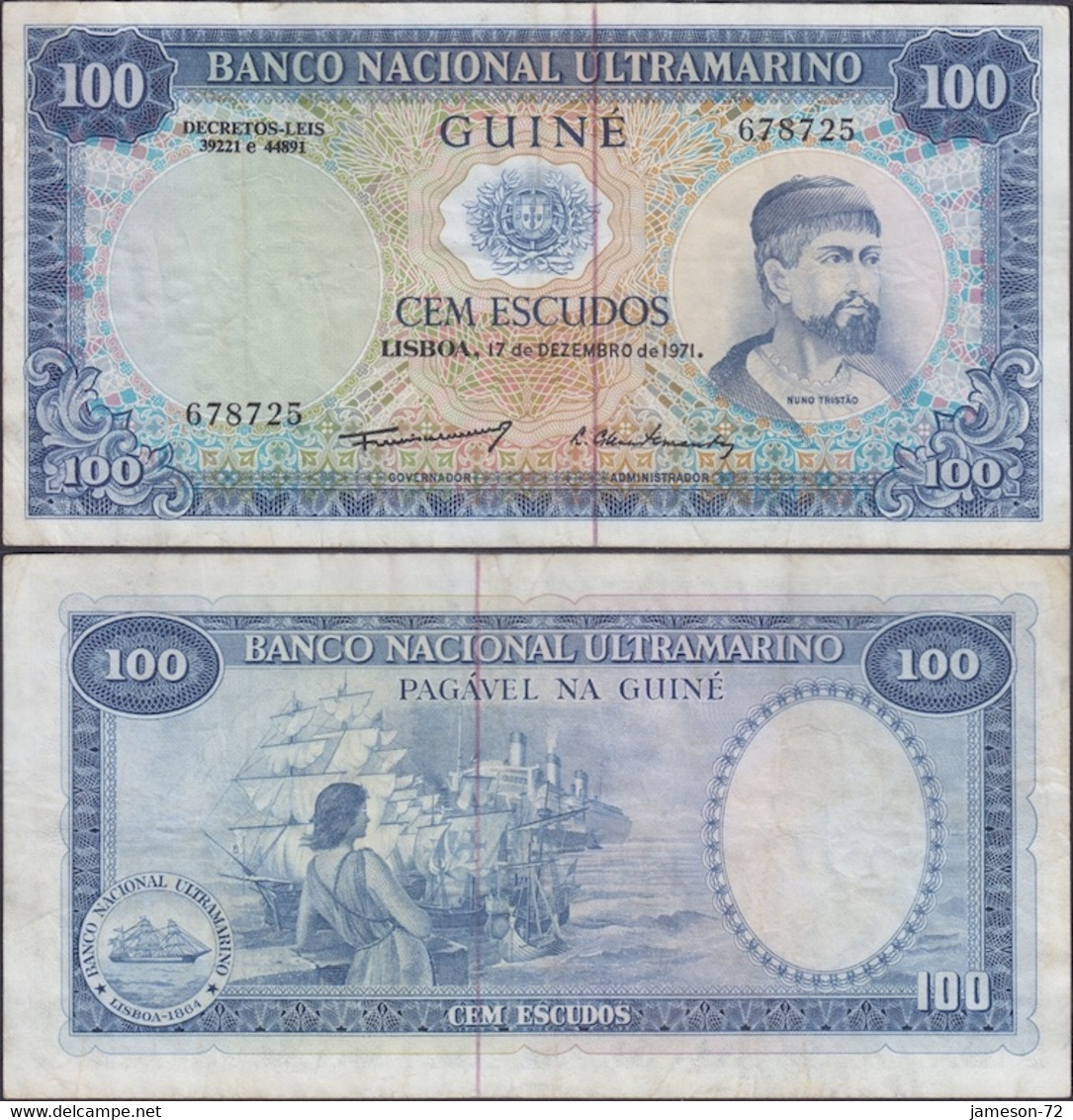 PORTUGUESE GUINEA - 100 Escudos 1971 P# 45 Africa Banknote - Edelweiss Coins - Guinea-Bissau