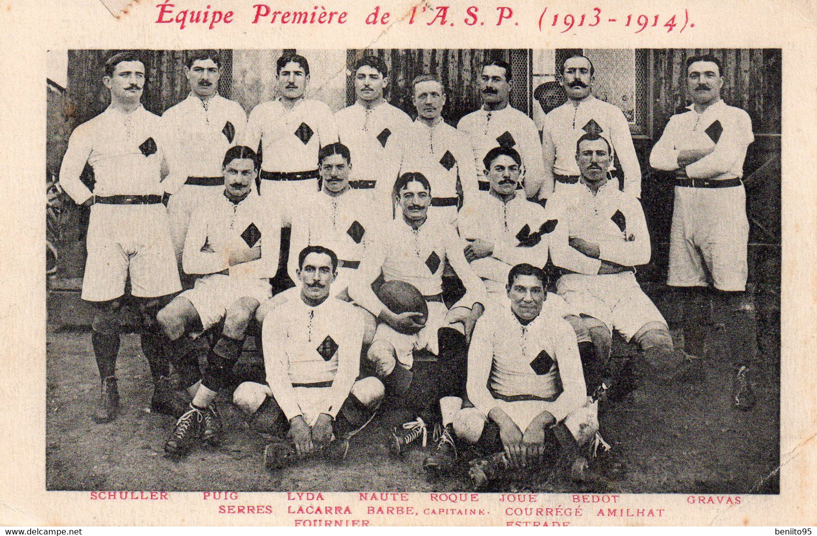 CPA De L'équipe 1ère De Rugby De PERPIGNAN 1913-14. - Rugby