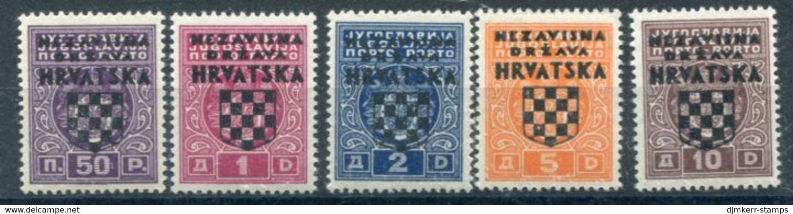 CROATIA 1941 Chessboard Arms Overprint On Postage Due Set MNH / **. Michel Porto 1-5 - Croazia