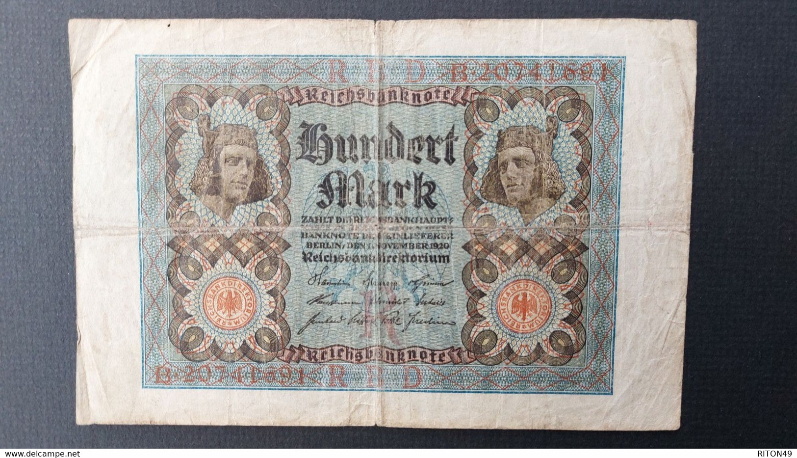 BILLET 1920 ALLEMAGNE 100 MARK - 100 Mark