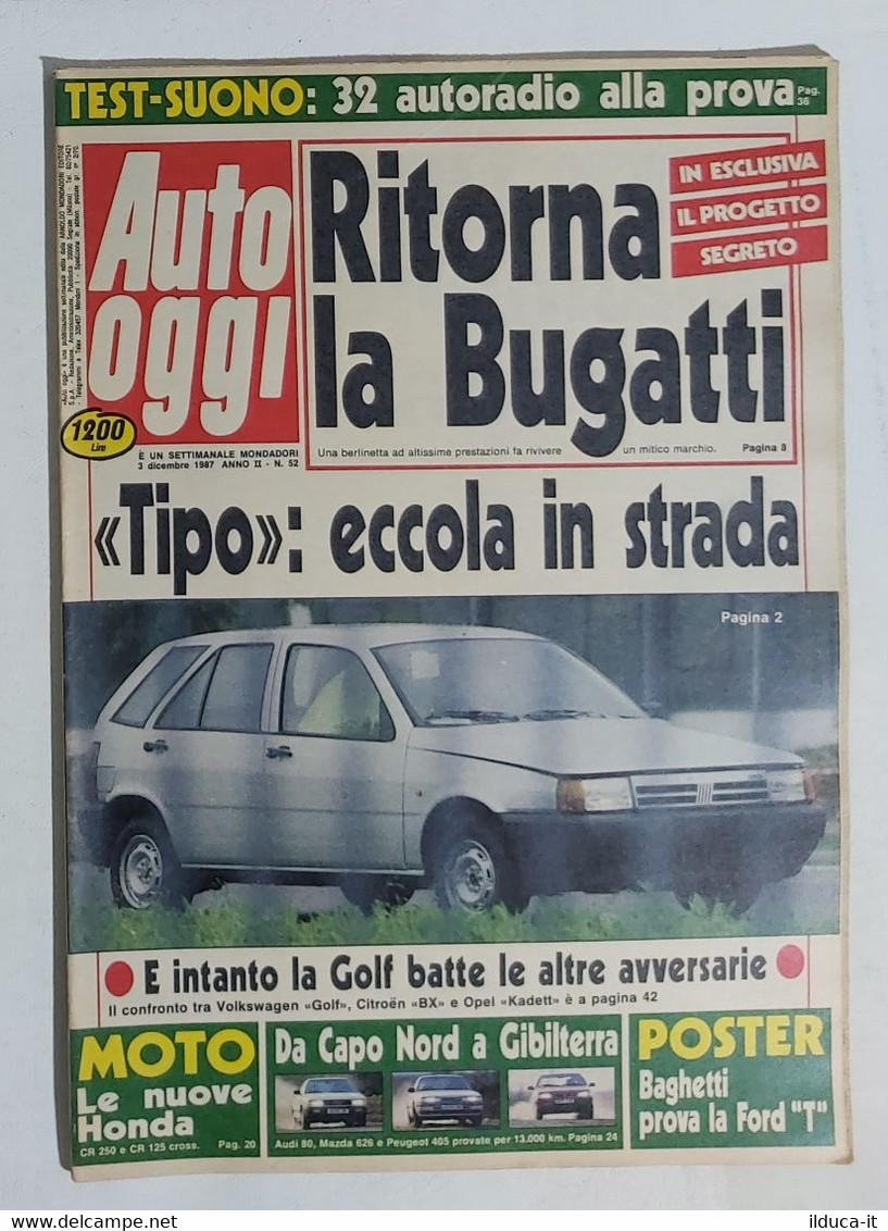 31539 AUTO OGGI A. II Nr 52 1987 - Progetto Segreto: Ritorna La Bugatti - Motores