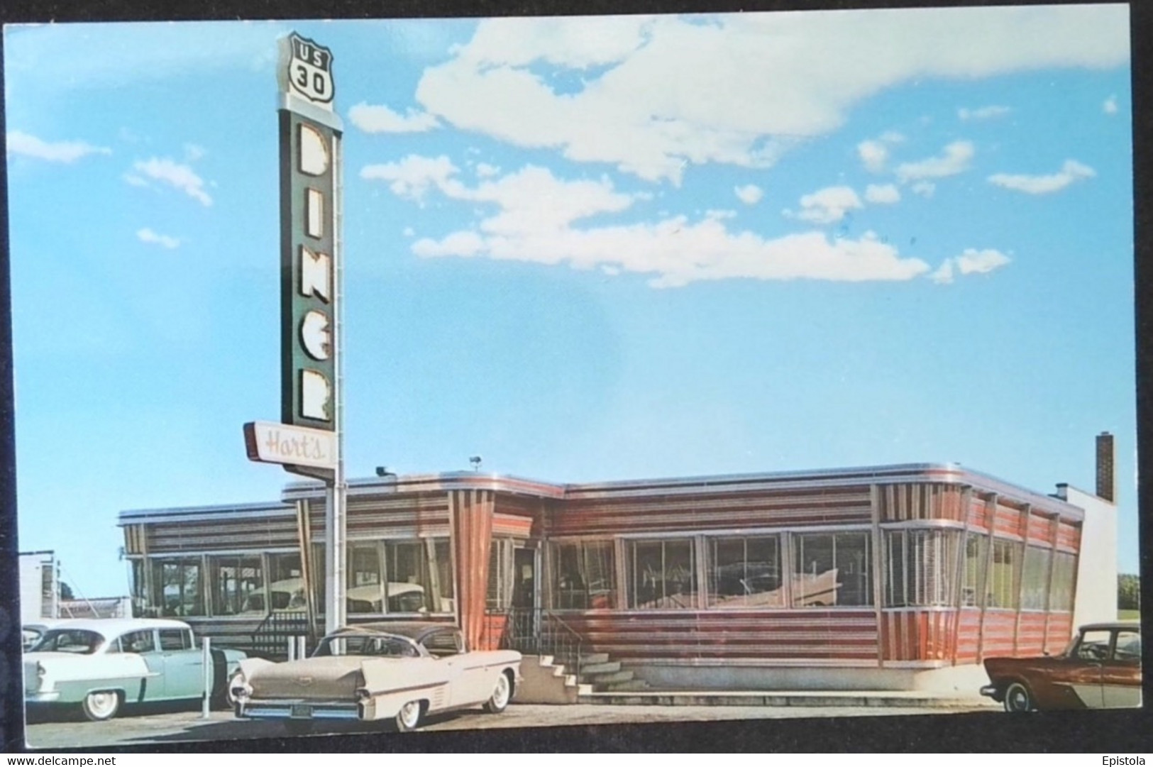 ► FORD FAIRLINE ,  CADILLAC Coupe "HART'S U.S. 30 DINER Restaurant"   Lancaster Pennsylvania - Lancaster