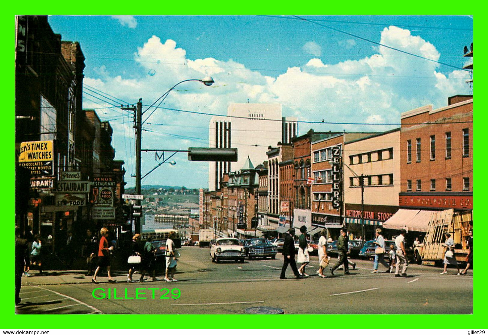 SAINT JOHN, NB - LOOKING DOWN KING STREET TO THE SAINT JOHN HARBOUR - TRAVEL IN 1970 -  ANIMATED - - St. John