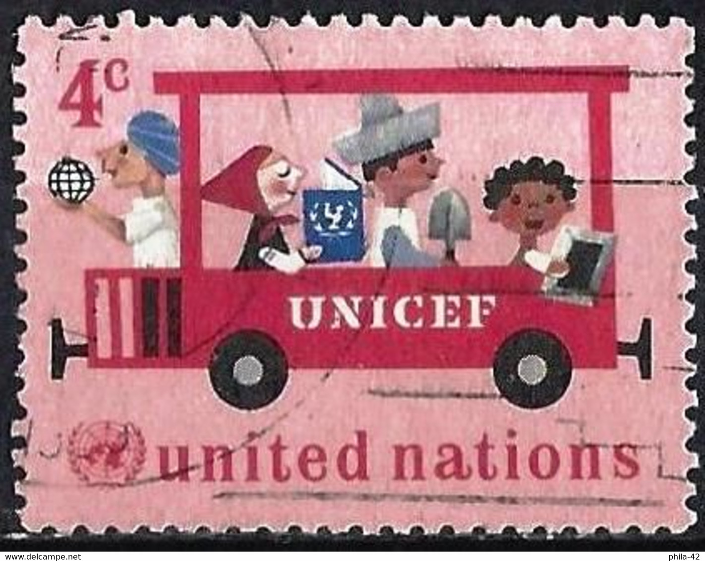 United Nations (New York) 1966 - Mi 171 - YT 156 ( UNICEF - Children In Closed Railway Wagon ) - Gebruikt