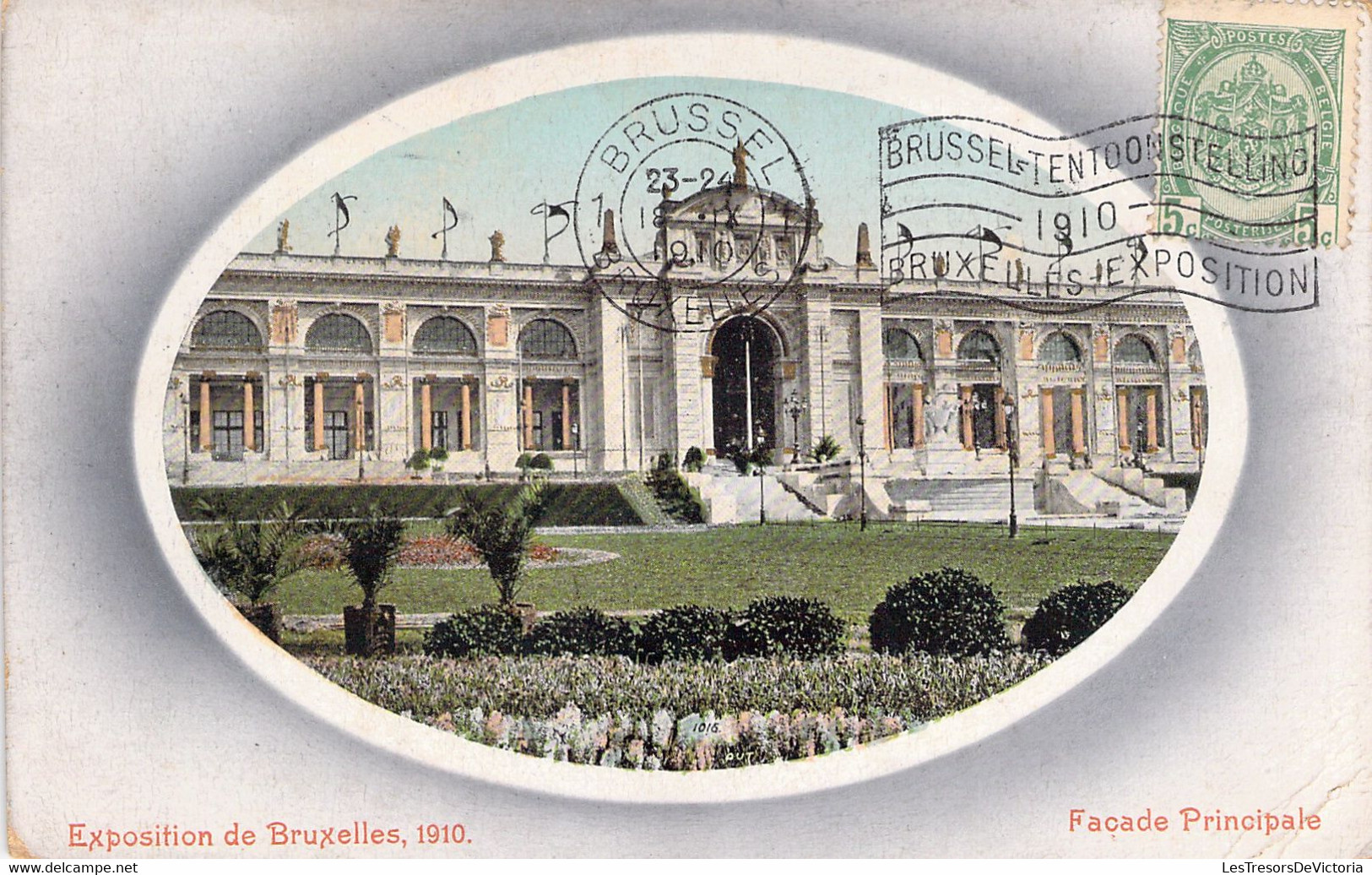 CPA Exposition De Bruxelles - Façade Principale - Oblitération Avec Flamme Exposition 1910 - Wereldtentoonstellingen