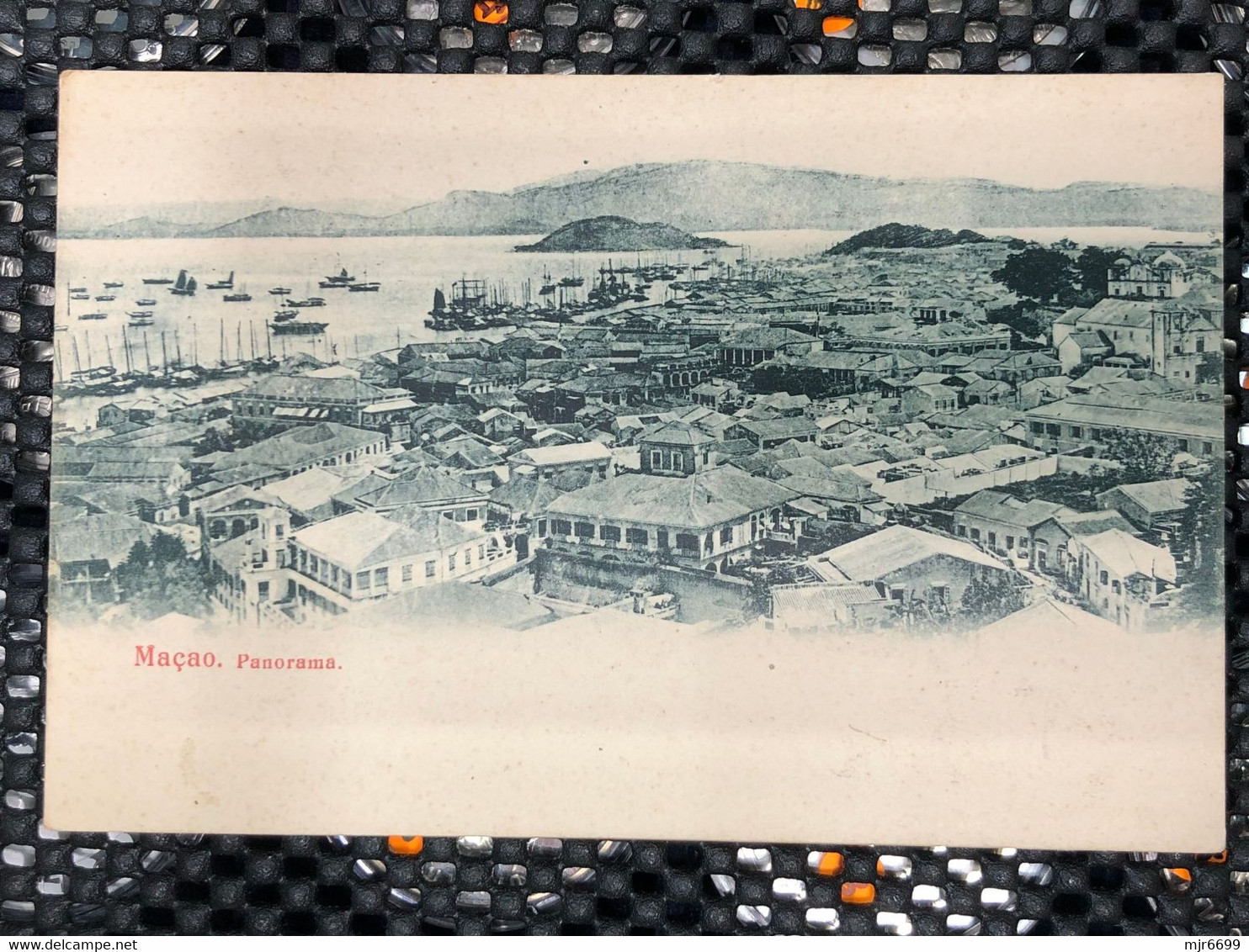 MACAU 1900'S PICTURE POST CARD WITH PANORAMA VIEW OF MACAU FROM THE BARRA HILL, ON BACK MOUNTAINS IS CHINA - Macau